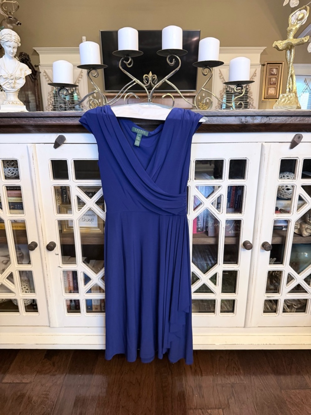 Lauren Ralph Lauren Cobalt Blue Faux-Wrap Midi Dress